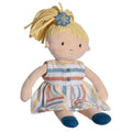 Blonde-Haired Soft Doll in Colorful Striped Dress