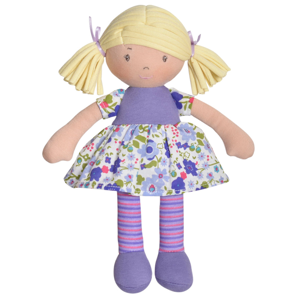 Blonde Rag-Doll im fliederfarben-rosa Kleid