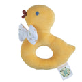Hochet canard en tissu biologique jaune