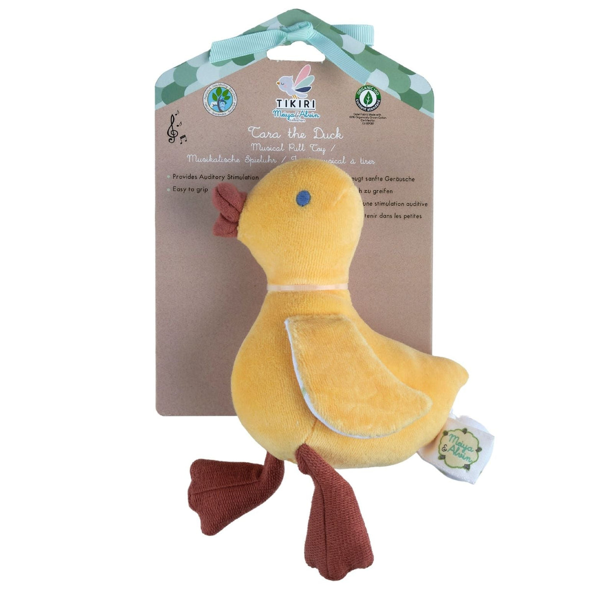 Yellow Organic Plush Duck Musical Baby Toy
