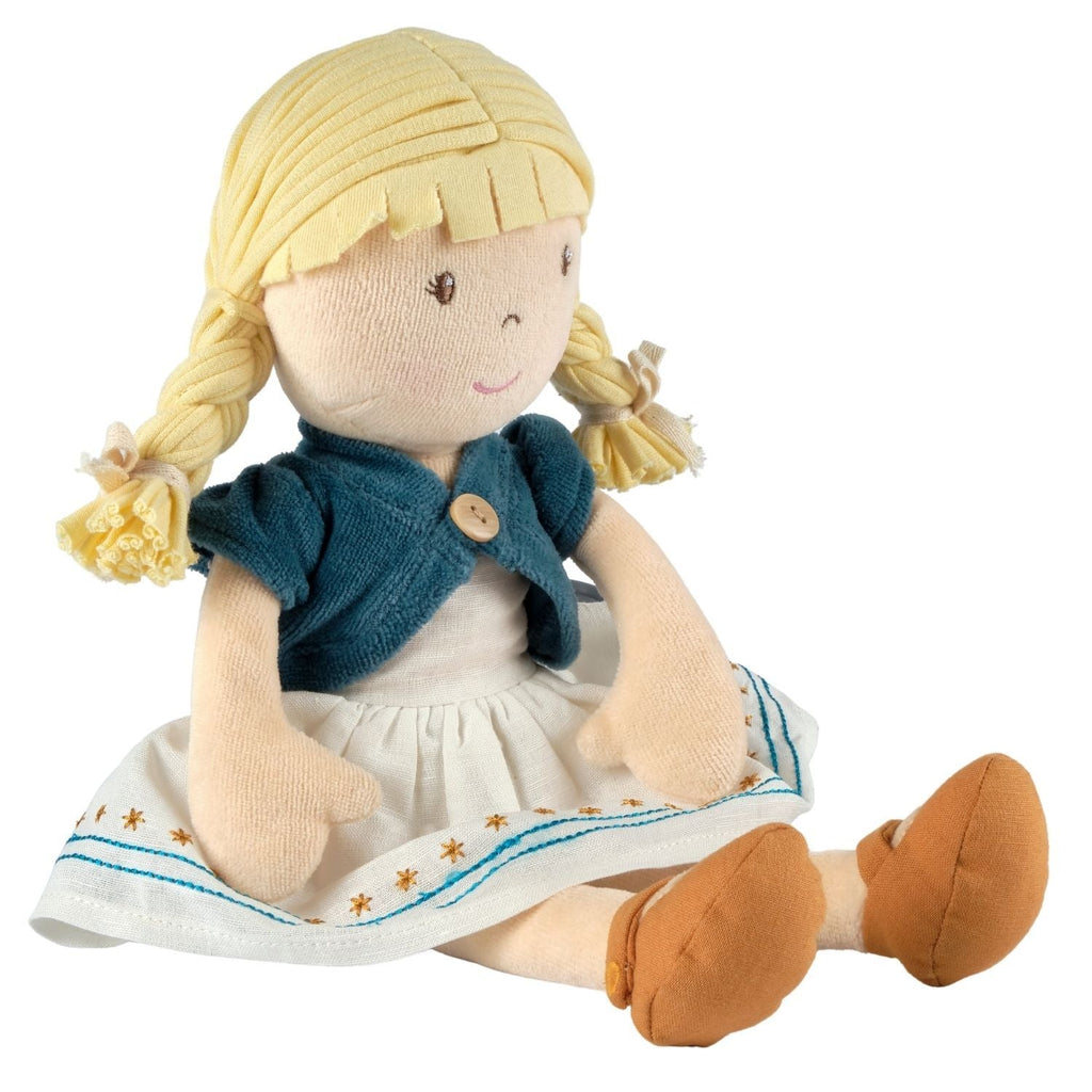 Bio-Weichpuppe mit besticktem Kleid & rosa Jacke