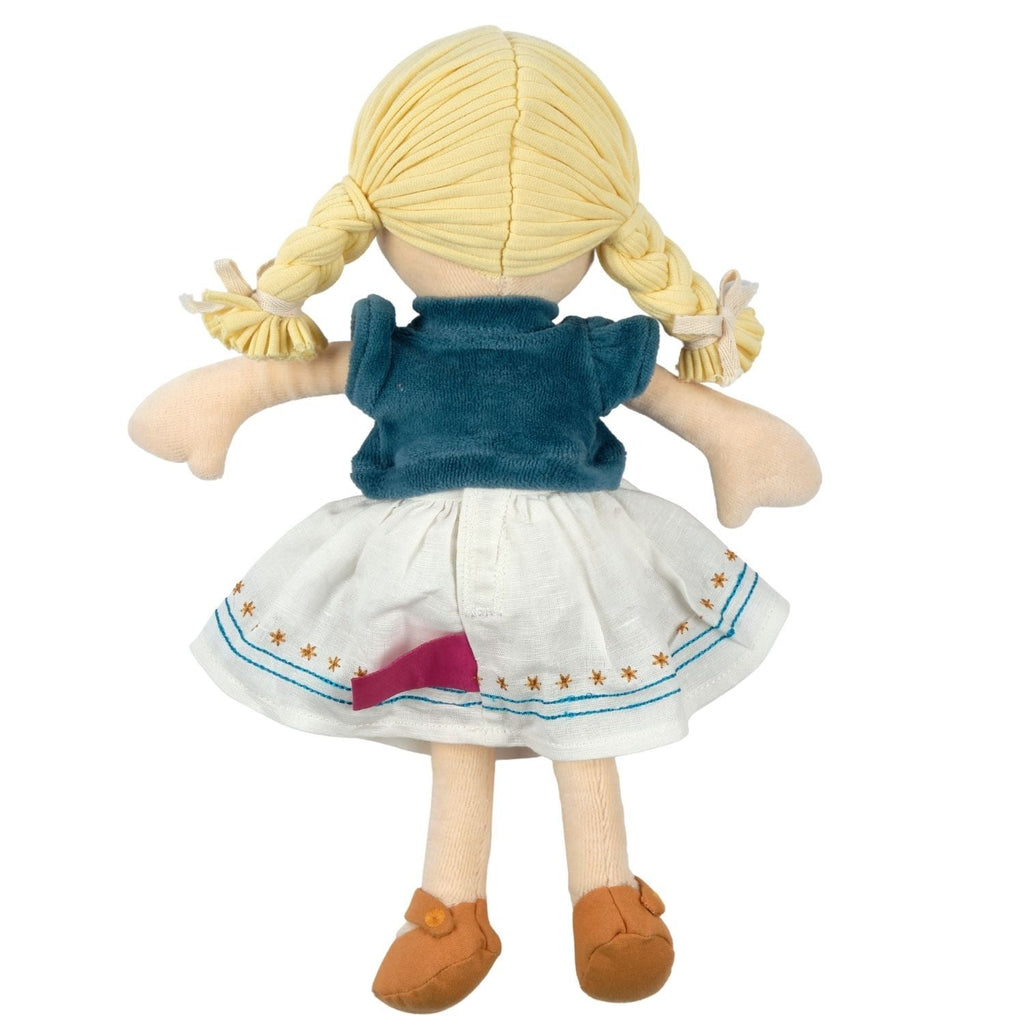 Bio-Weichpuppe mit besticktem Kleid & rosa Jacke
