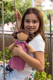 Soft Doll in Dusky Rose Muslin Dress with Friendship Bracelet