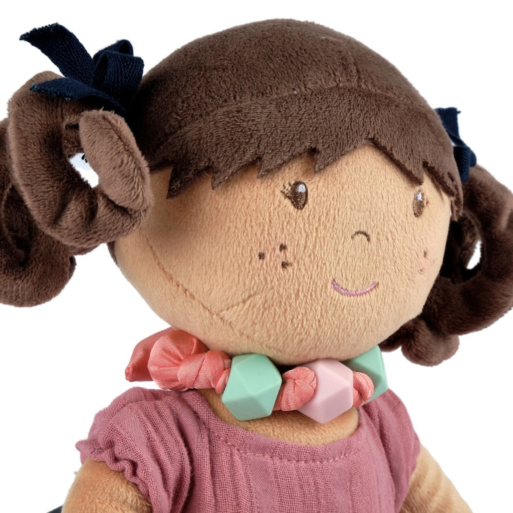 Soft Doll in Dusky Rose Muslin Dress with Friendship Bracelet