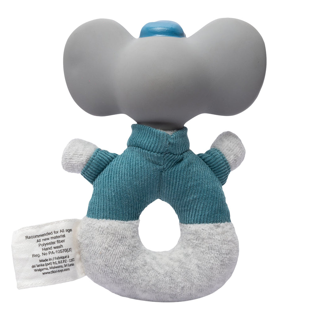 Hochet doux éléphant avec tête en caoutchouc naturel biologique