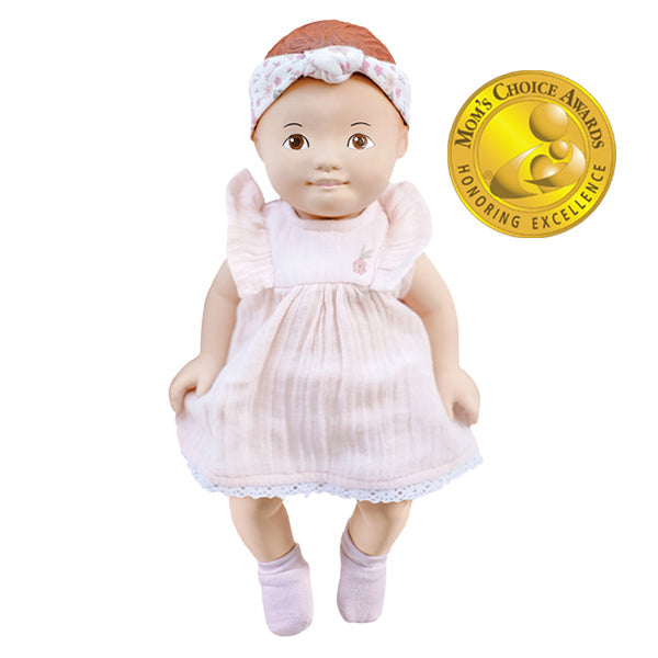 Poupée bébé en caoutchouc naturel avec vêtements amovibles en coton