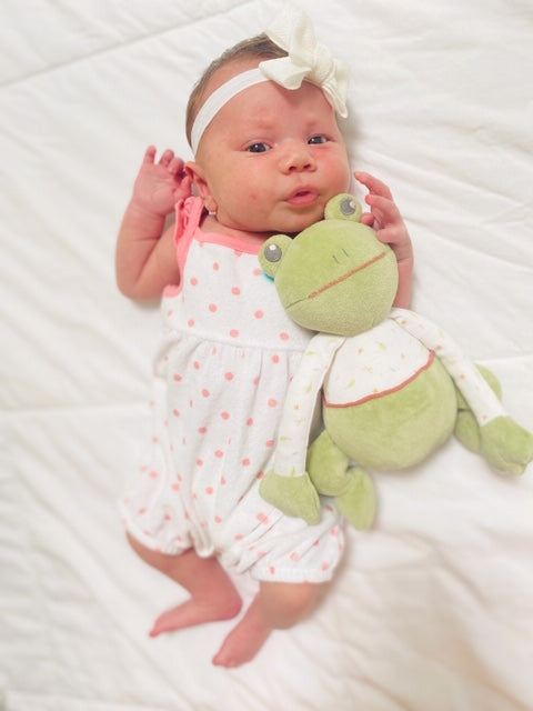 Peluche grenouille bio avec haut à manches longues
