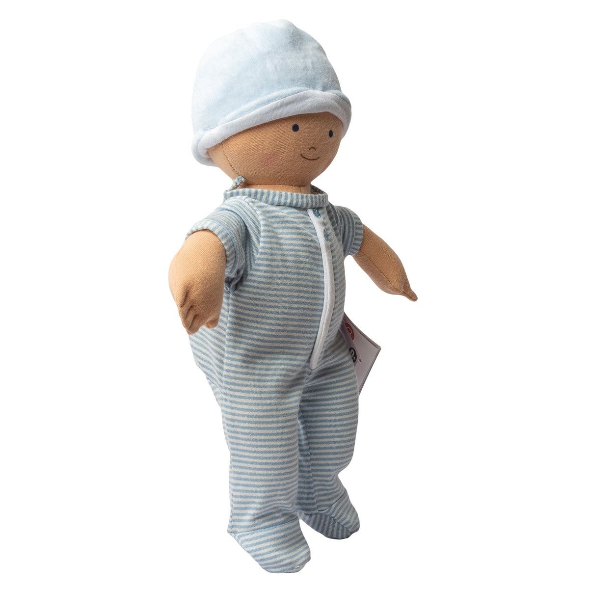 Poupée garçon tout doux en tenue rayée bleue