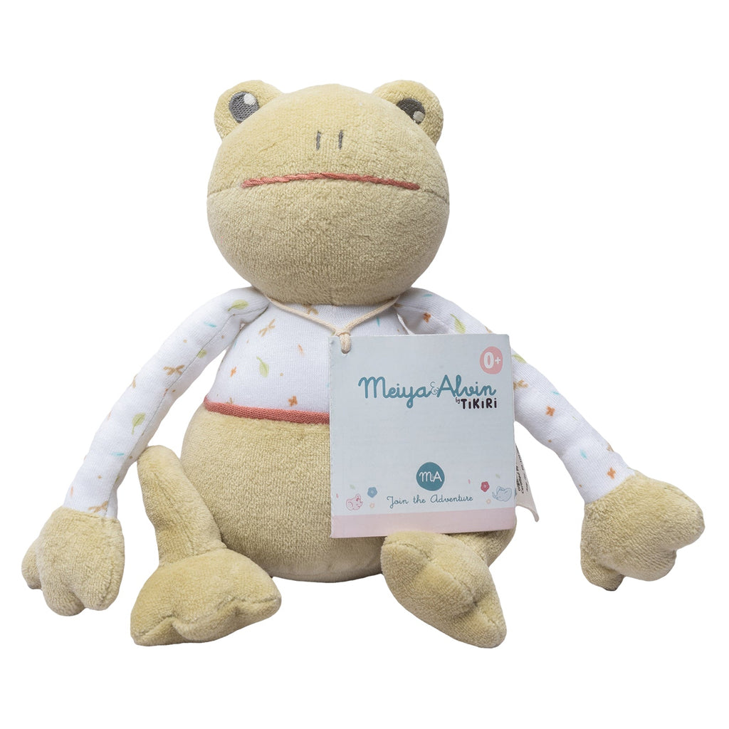 Peluche grenouille bio avec haut à manches longues