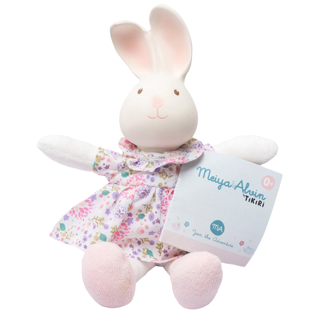 Mini peluche lapin avec tête en caoutchouc naturel biologique