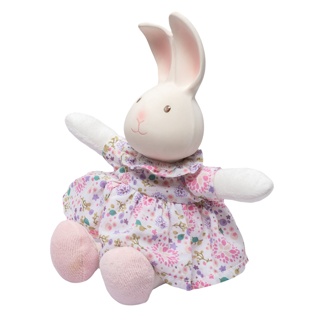 Mini peluche lapin avec tête en caoutchouc naturel biologique