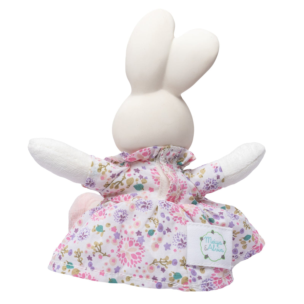 Mini konijn knuffeltje met hoofd van natuurlijk biologisch rubber
