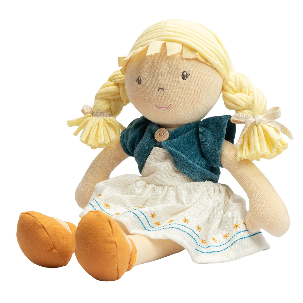 Bio-Weichpuppe mit besticktem Kleid & rosa Jacke