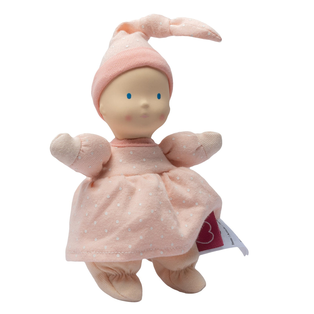 Bébé poupée à peau claire avec tête en caoutchouc naturel