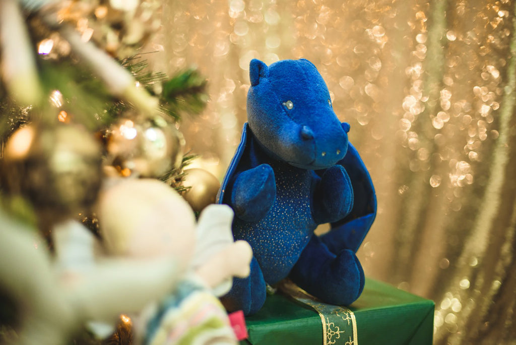 Peluche dragon en coton biologique avec ailes bruiteuses